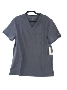 NEW Infinity Scrub Top Gray Sz M Wrinkle Resistant Moisture Wicking Built-In Odo
